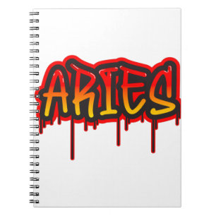 ARIES Feuerzeichen tropfende Wortkunst Sprühfarbe Notizblock
