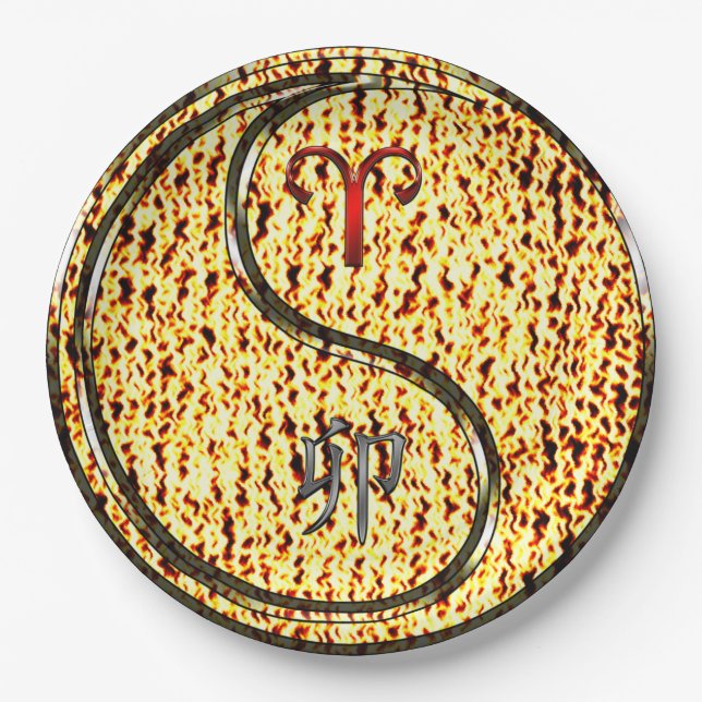 Aries & Fire Rabbit Pappteller (Vorderseite)