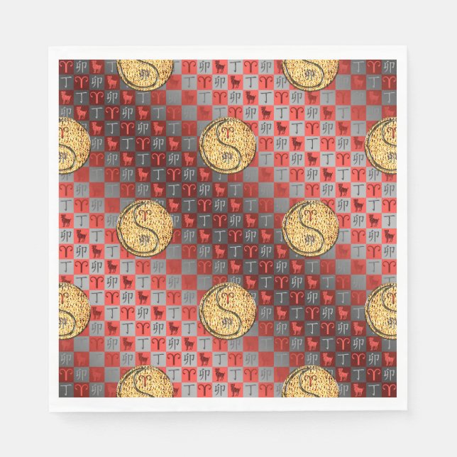 Aries & Fire Rabbit Serviette (Vorderseite)