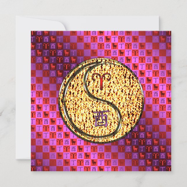 Aries & Fire Rooster Karte (Vorderseite)