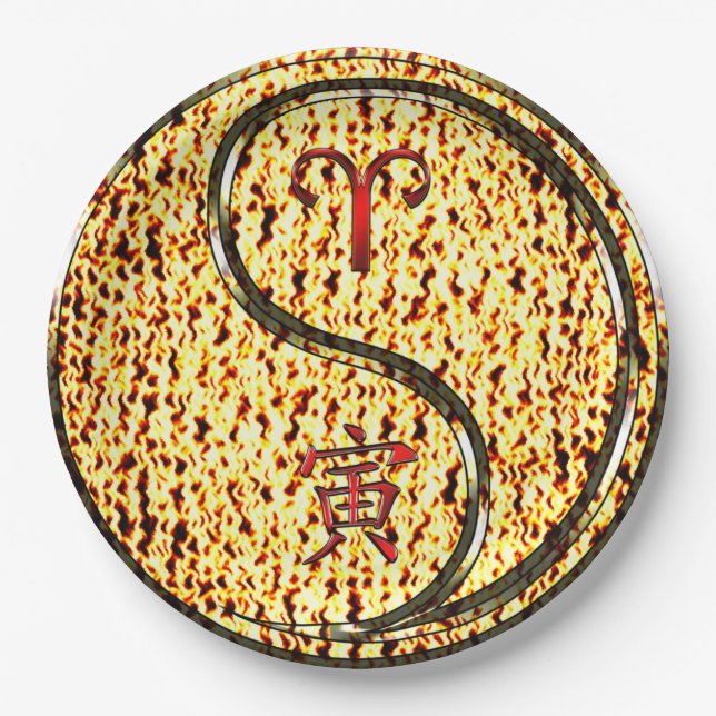 Aries & Fire Tiger Pappteller (Vorderseite)