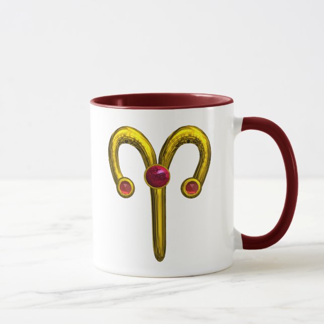 ARIES GOLD ZODIAC BIRTHDAY JEWEL MIT RAM TASSE (Rechts)