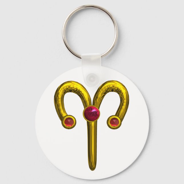 ARIES GOLD ZODIAC BIRTHDAY JEWEL White Schlüsselanhänger (Vorderseite)