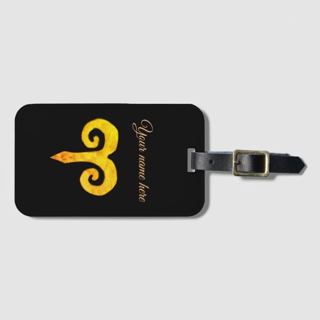 Aries Golden Astrologie Zodiac Sign Gepäckanhänger (Vorderseite (Horizontal))