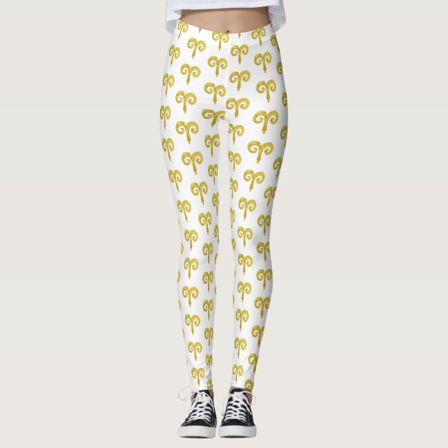 Aries Golden Astrology Custom Leggings (Vorderseite)