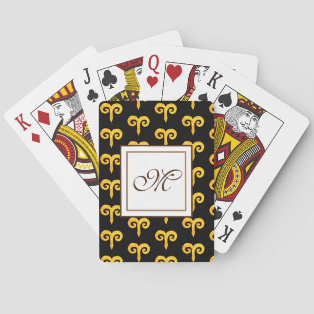 Aries Golden Astrology Monogram Spielkarten (Rückseite)