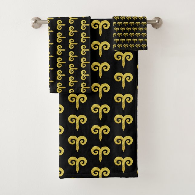 Aries Golden Astrology Sign Badhandtuch Set (Insitu)