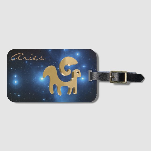 Aries-goldenes Zeichen Gepäckanhänger (Vorderseite (Horizontal))