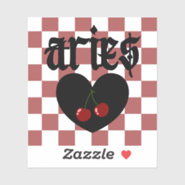 Aries Gothic Aesthetic Checkered Cherry Art Aufkleber