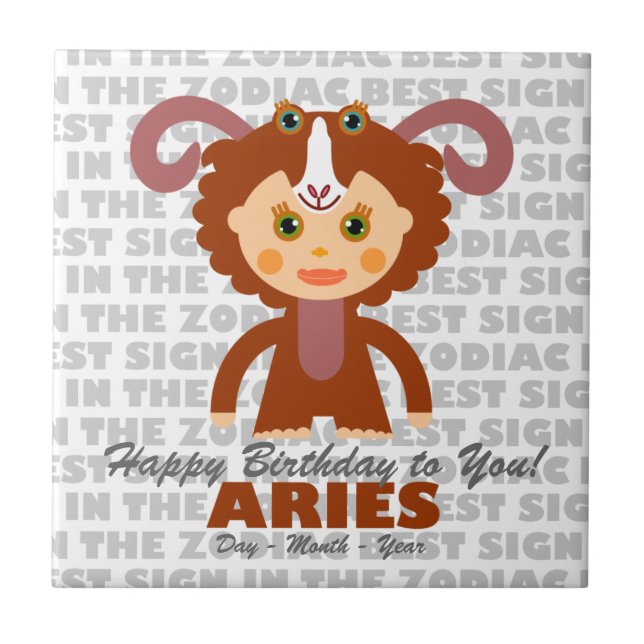 Aries Happy Birthday Fliese (Vorderseite)