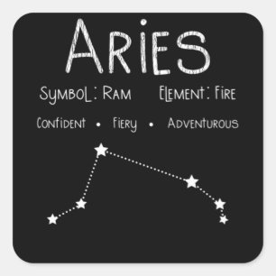 Aries Horoscope Astrologie Star Sign Geburtstagsge Quadratischer Aufkleber