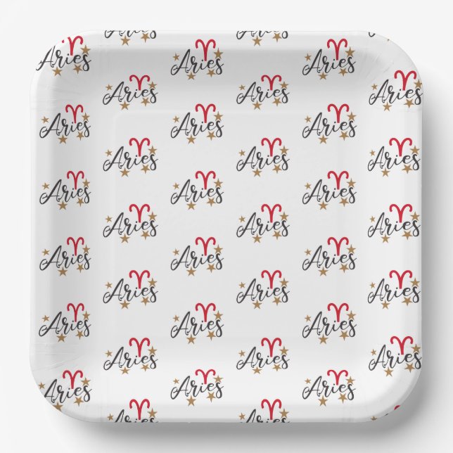 Aries Horoscope Birthday Pappteller (Vorderseite)