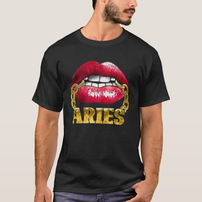 Aries Horoscope Juicy Lips Chain for African Ameri T-Shirt (Vorderseite)