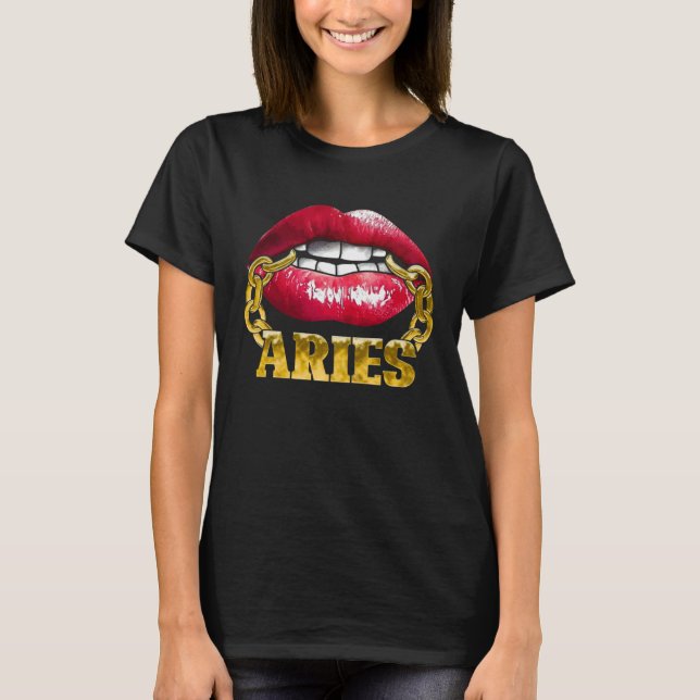 Aries Horoscope Juicy Lips Chain for African Ameri T-Shirt (Vorderseite)