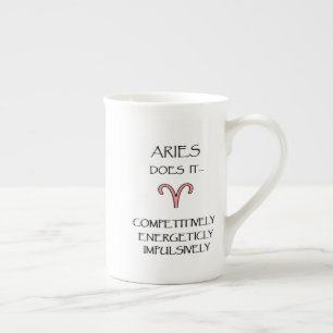 "Aries macht es..." Designer-China-Tasse Prozellantasse