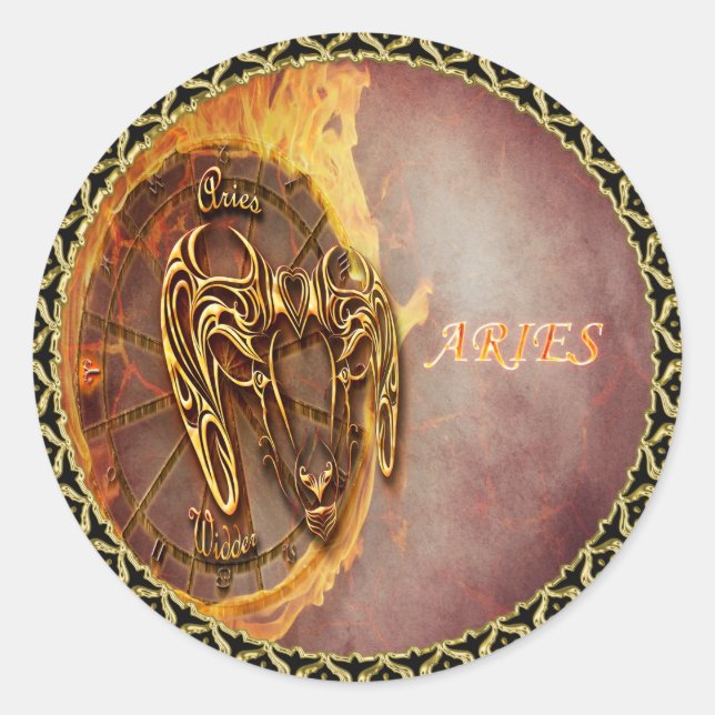 Aries März 21. bis 20. April Horoskop Runder Aufkleber (Vorderseite)