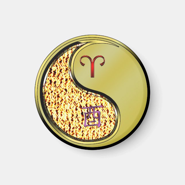 Äries & Metal-Runder Magnet (Vorne)