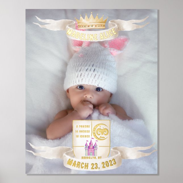 Aries Neugeborener Name Foto Stats Gold Silber Foliendrucke (Vorderseite)