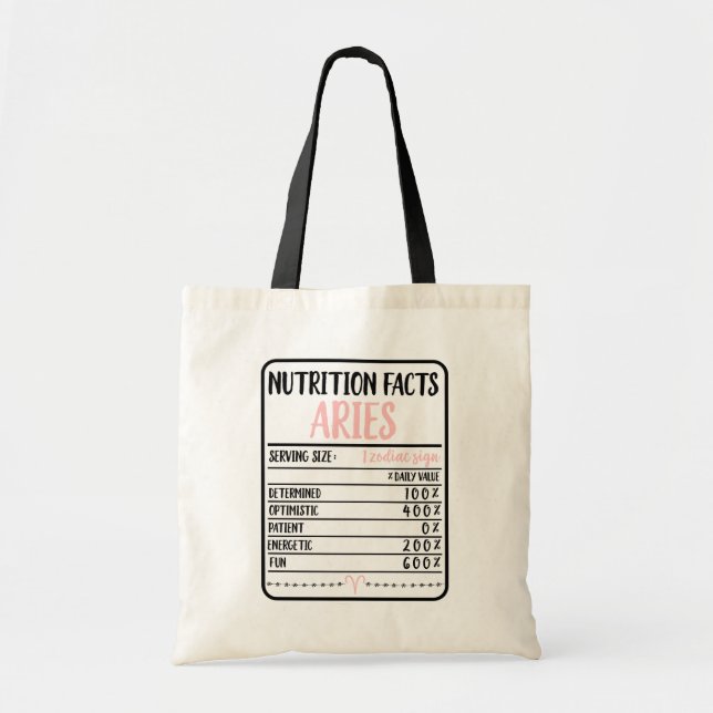 Aries Nutrition Facts // Fun Novelty Zodiac Tragetasche (Vorne)