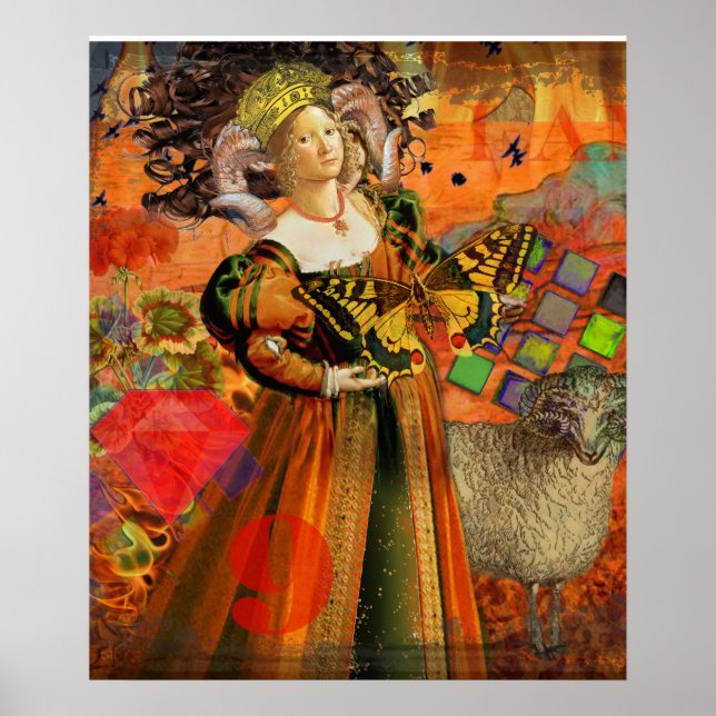 Aries Orange Woman Gothic Illustration Poster (Vorne)