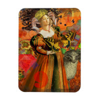 Aries Orange Women: Gothic Ram Antique Art Collage