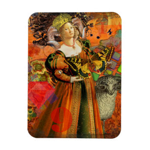 Aries Orange Women: Gothic Ram Antique Art Collage Magnet
