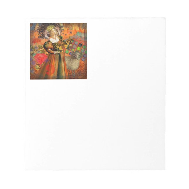 Aries Orange Women: Gothic Ram Antique Art Collage Notizblock (Vorderseite)
