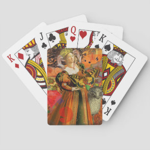 Aries Orange Women: Gothic Ram Antique Art Collage Spielkarten