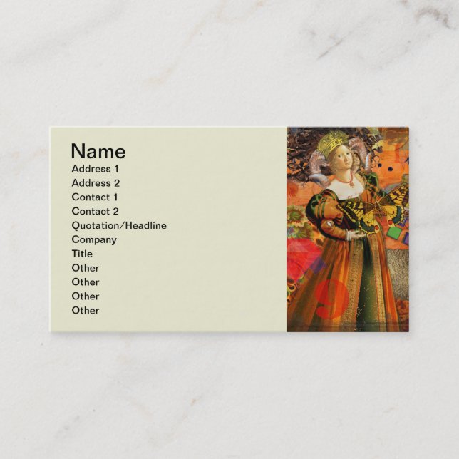 Aries Orange Women: Gothic Ram Antique Art Collage Visitenkarte (Vorderseite)