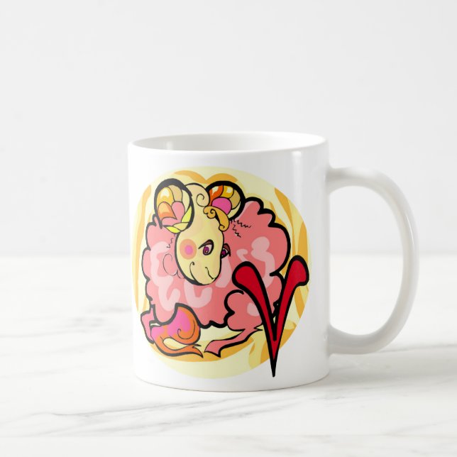 Aries Painting im Stil der 70er Jahre mit Symbol Kaffeetasse (Rechts)