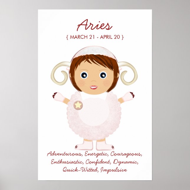 Aries - Poster de l'Horoscope de fille (Devant)