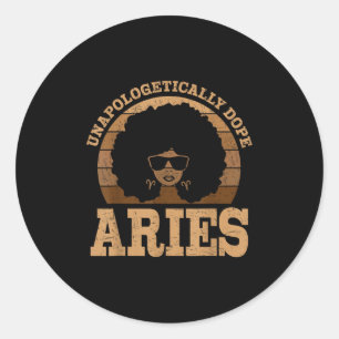 Aries Queen Afro Hair Black Woman Zodiac Sign Runder Aufkleber