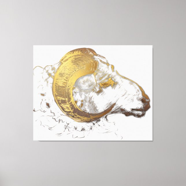 Aries Ram mit goldener Horns-Leinwand Leinwanddruck (Vorderseite)