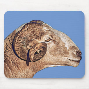 Aries Ram Sheep Farm Animal Art Mousepad