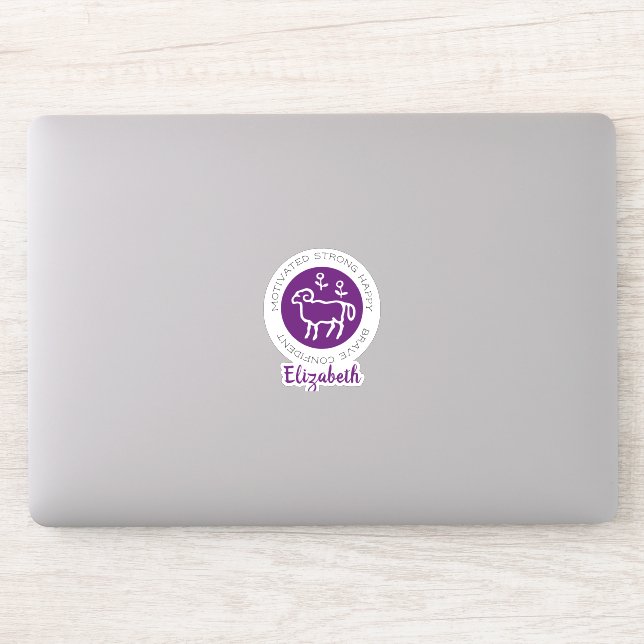 Aries Ram Zodiac Star Sign Tracks Lila Sticker (Computer)