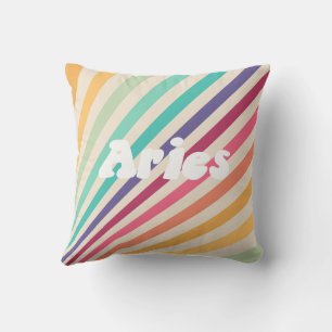 Aries Retro Rainbow Zodiac Astrologie Rundkissen Kissen