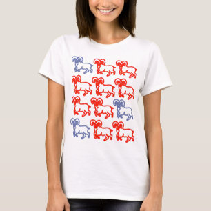 Aries Rot- und Blau-Widder-T-Shirt – Kühne Aries-E T-Shirt
