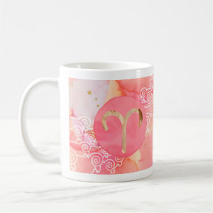 Aries Roter Wasserfarben-Astrologie-Sternzeichen-B Kaffeetasse
