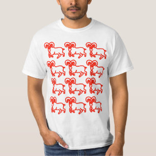Aries rotes Umriss-Widder-T-Shirt – Kühne Aries-En T-Shirt
