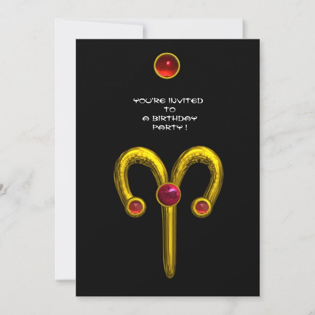 ARIES RUBY, hellgelb, rot Einladung (Vorderseite)