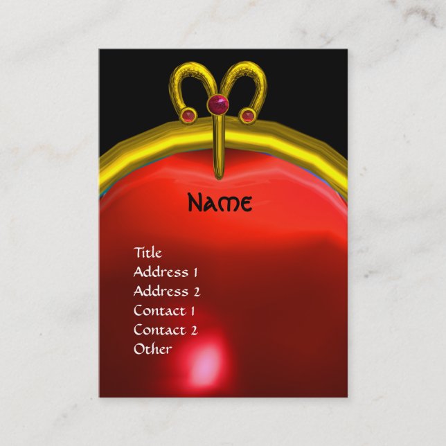 ARIES RUBY MONOGRAM hellgelb, rot Visitenkarte (Vorderseite)