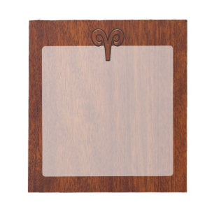 Aries Sign on Mahogany wie Printdekor Notizblock