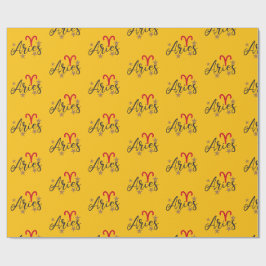 Aries Sign Wrapping Paper - Gelber Hintergrund Geschenkpapier