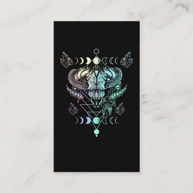 Aries Skull Snake Wicca Occult Crescent Moon Goth Visitenkarte (Vorderseite)