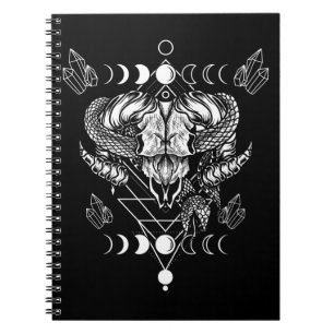 Aries Skull Wicca Occult Crescent Moon Witchcraft Notizblock