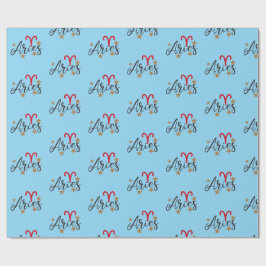 Aries Star Sign Wrapping Paper - Blue Back Ground Geschenkpapier
