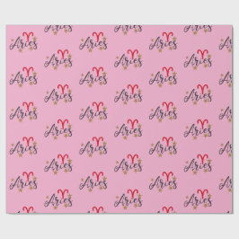 Aries Star Sign Wrapping Paper - rosa Hintergrundp Geschenkpapier