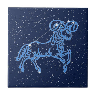 Aries-Sternbild und Sonnenzeichen mit Sternen Kera Fliese