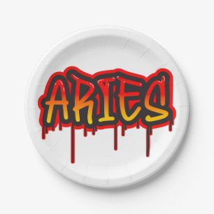 ARIES Sternzeichen Feuerzeichen Rot Baby Shower Pappteller