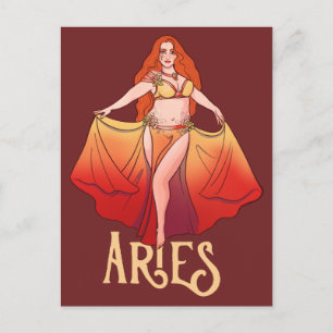 Aries-Sternzeichen-Göttinnen-Kunst-Bauchtänzerin-A Postkarte